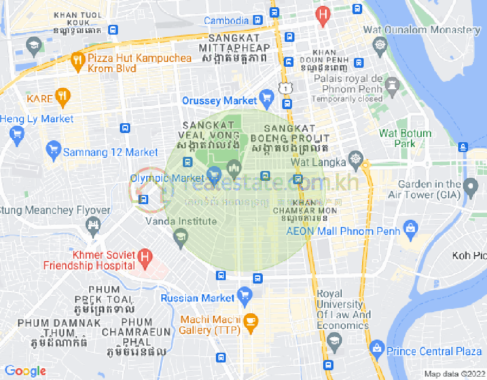 Map of Olympic, Boeng Keng Kang, Phnom Penh