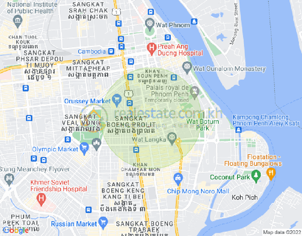 Mapa: Boeng Reang, Daun Penh, Phnom Penh