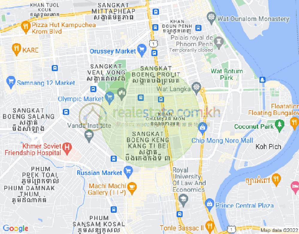 万景岗3分区（BKK3), 波哥堪, 金边地图