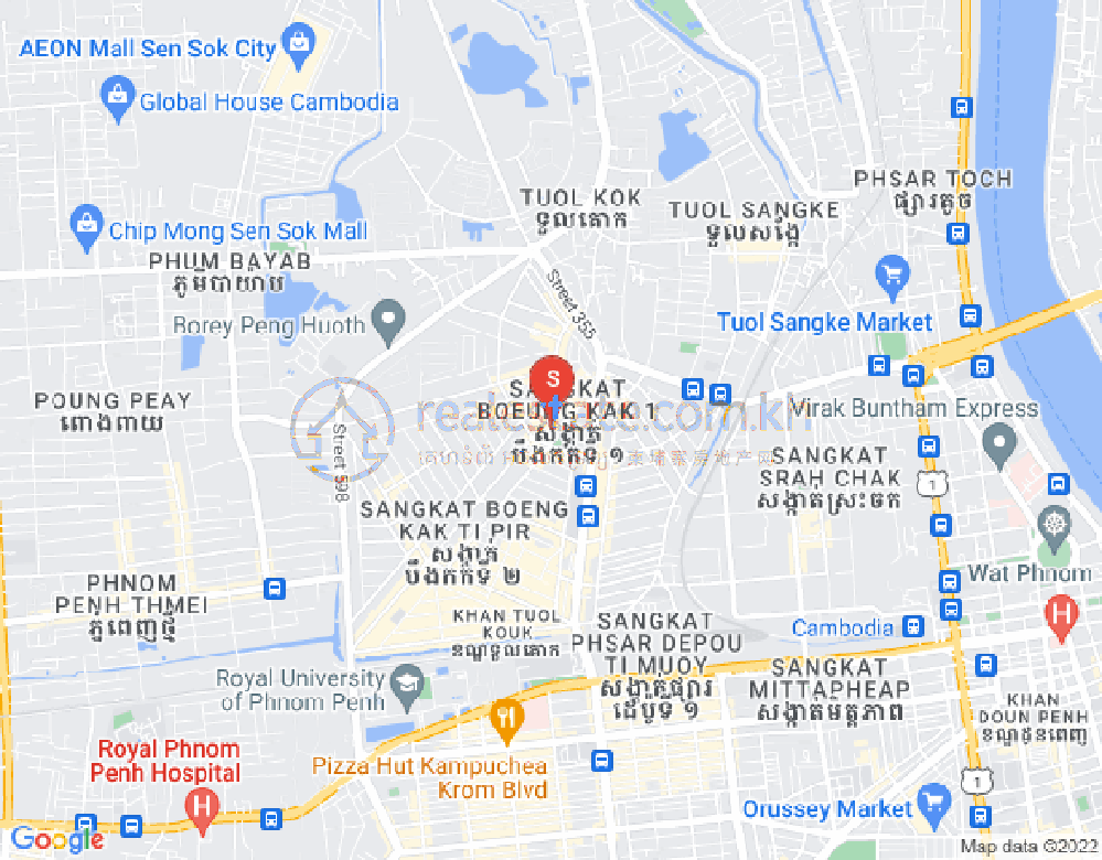 Map of Boeung Kak 1, Toul Kork, Phnom Penh