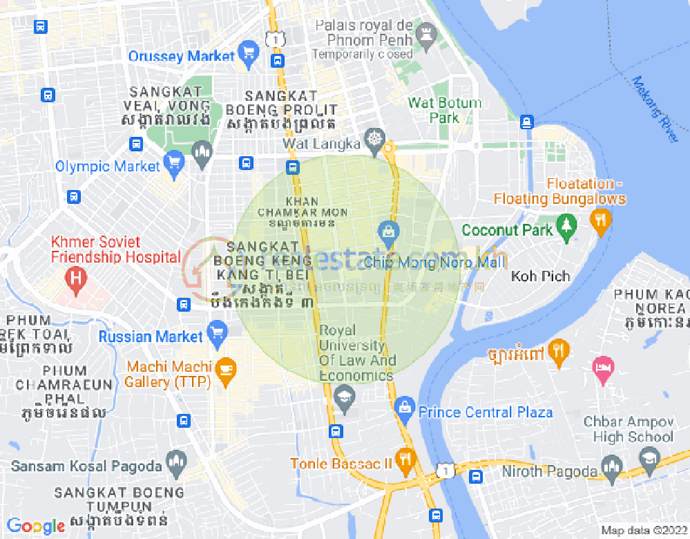 Carte de BKK 1, Boeng Keng Kang, Phnom Penh