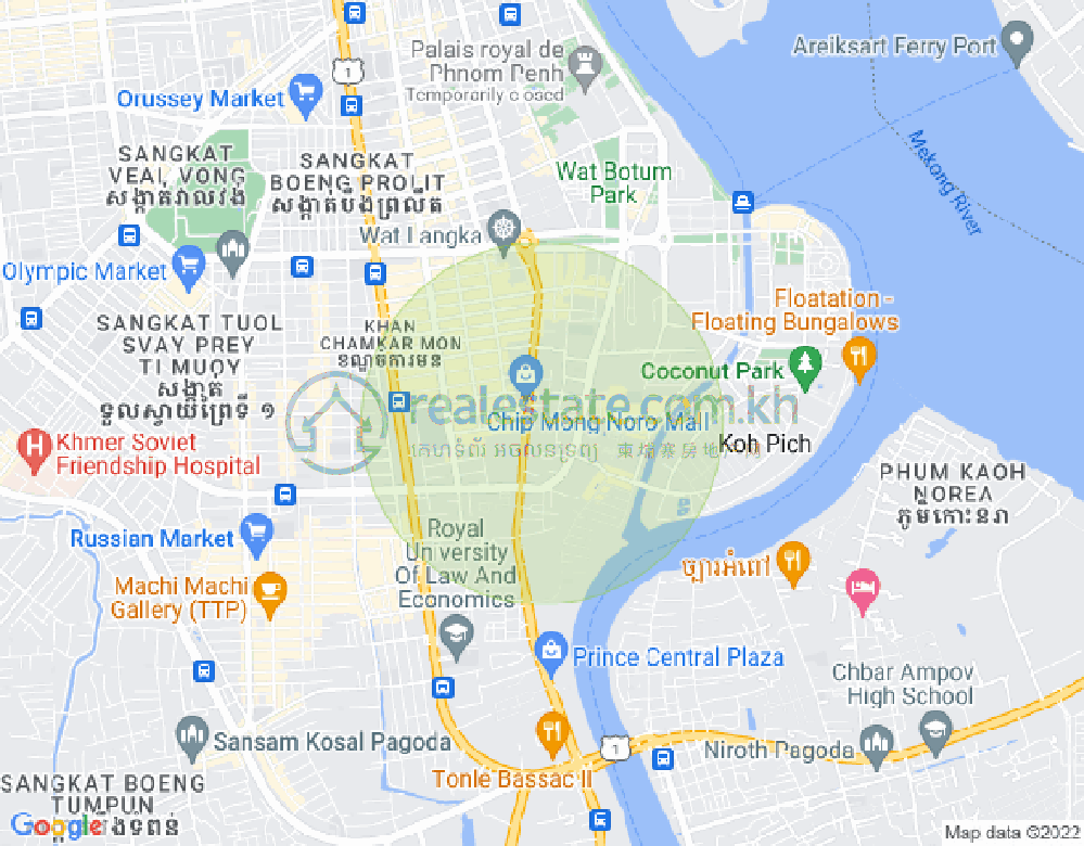 トンレバサック, チャムカモン, プノンペンの地図