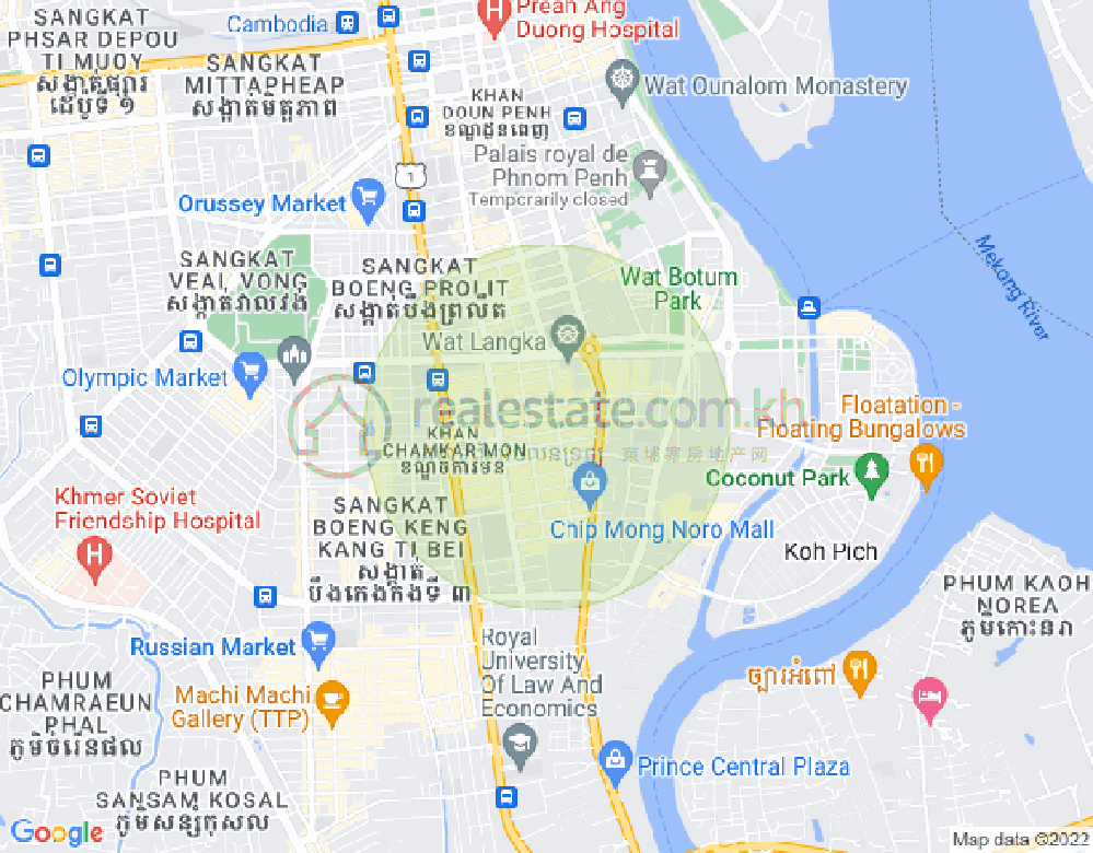 Carte de BKK 1, Boeng Keng Kang, Phnom Penh