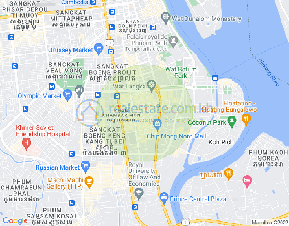 Map of BKK 1, Boeng Keng Kang, Phnom Penh