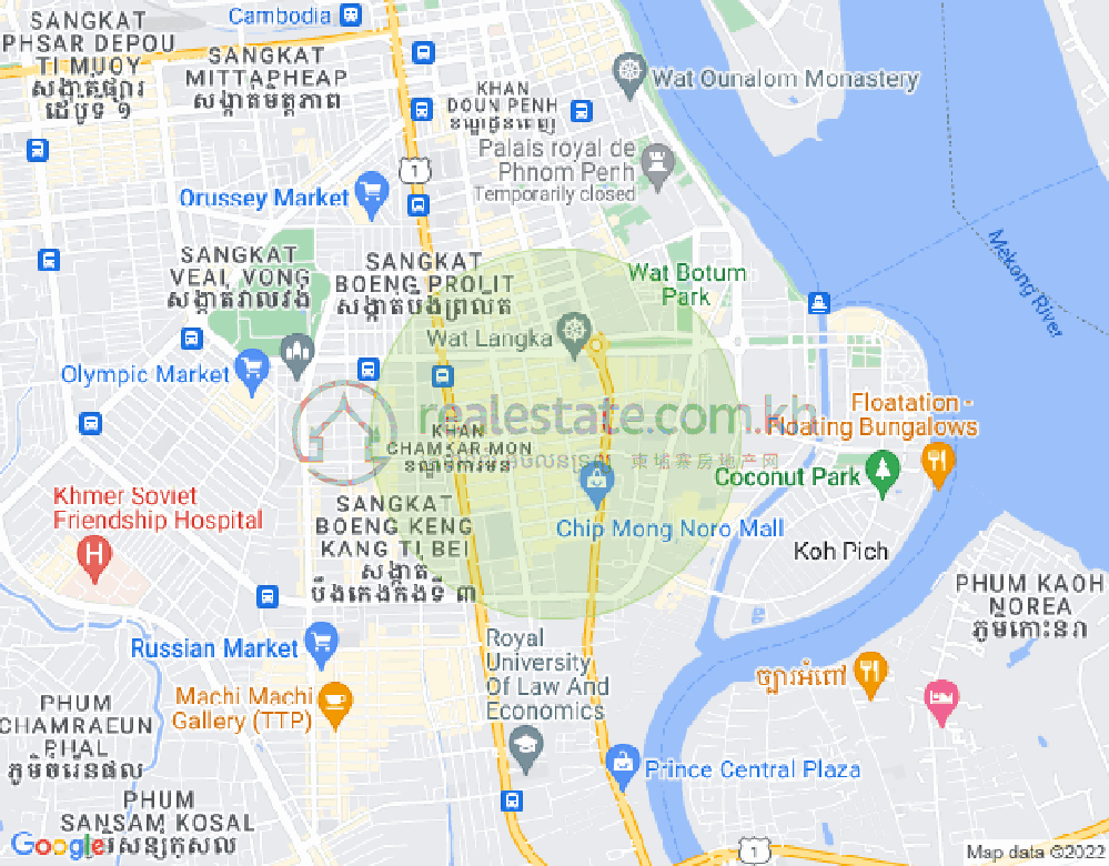 Map of BKK 1, Boeng Keng Kang, Phnom Penh