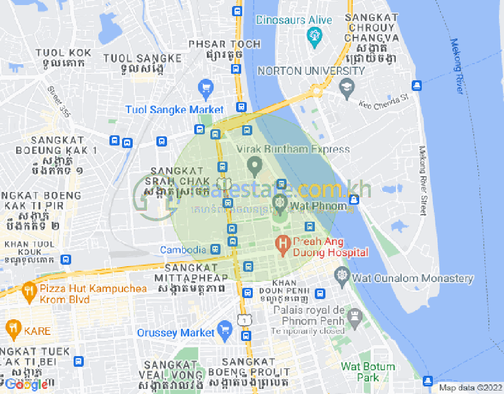 แผนที่ วัดพนม, ดวนป็ญ, พนมเปญ