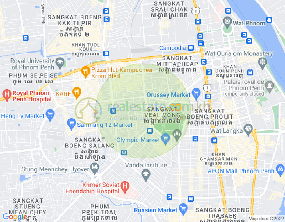 Map of Phsar Daeum Kor, Toul Kork, Phnom Penh