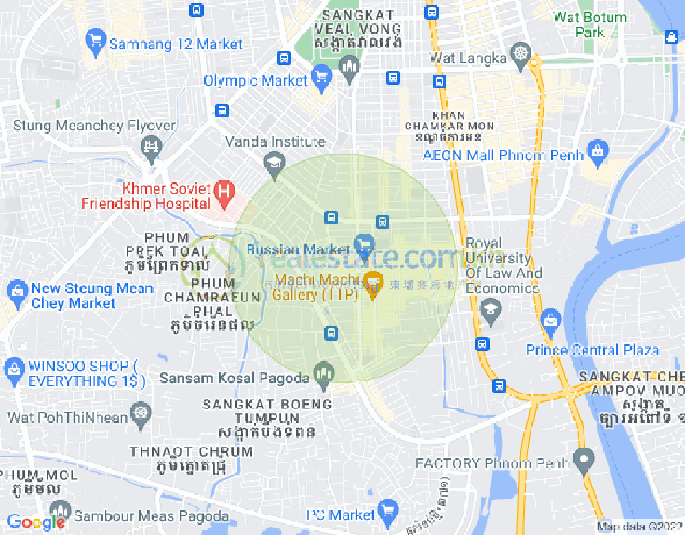Map of Toul Tum Poung 1, Chamkarmon, Phnom Penh