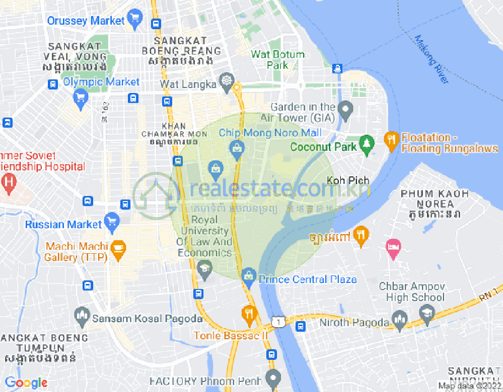 トンレバサック, チャムカモン, プノンペンの地図