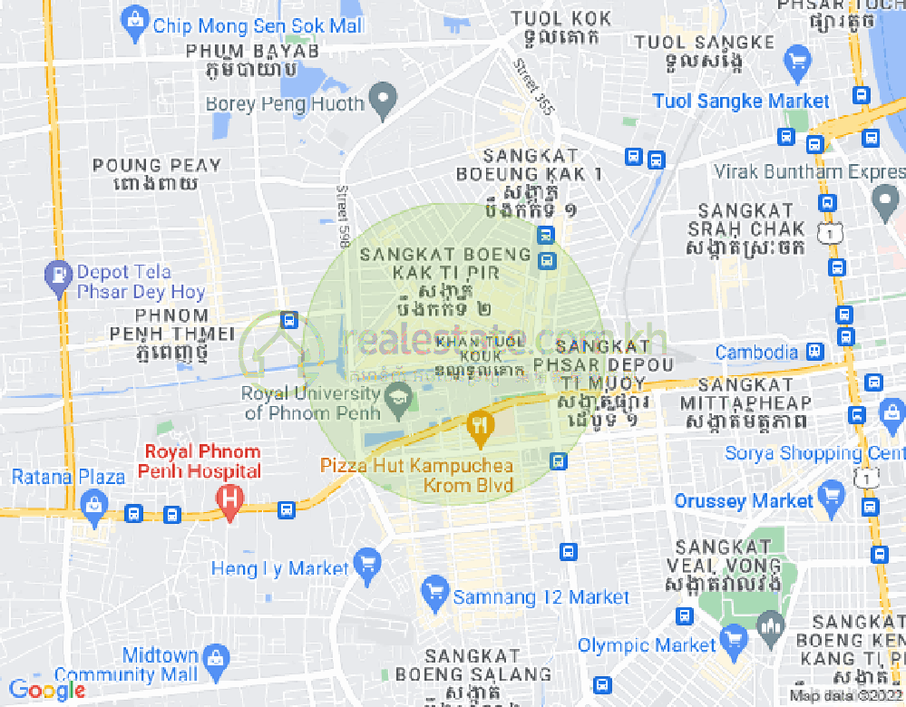 Carte de Tuek L'ak 1, Toul Kork, Phnom Penh