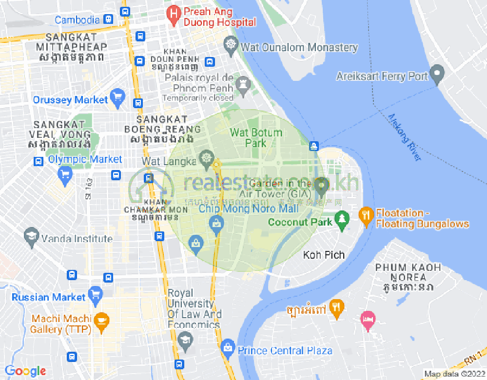 Map of Tonle Bassac, Chamkarmon, Phnom Penh