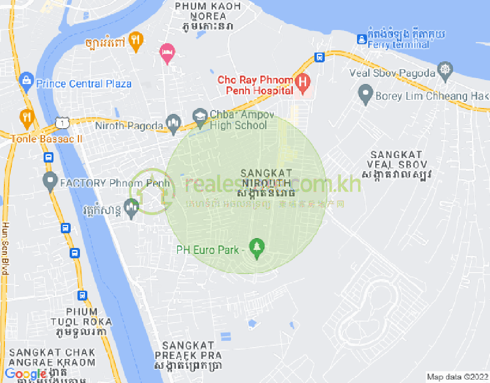 Mapa: Nirouth, Chbar Ampov, Phnom Penh
