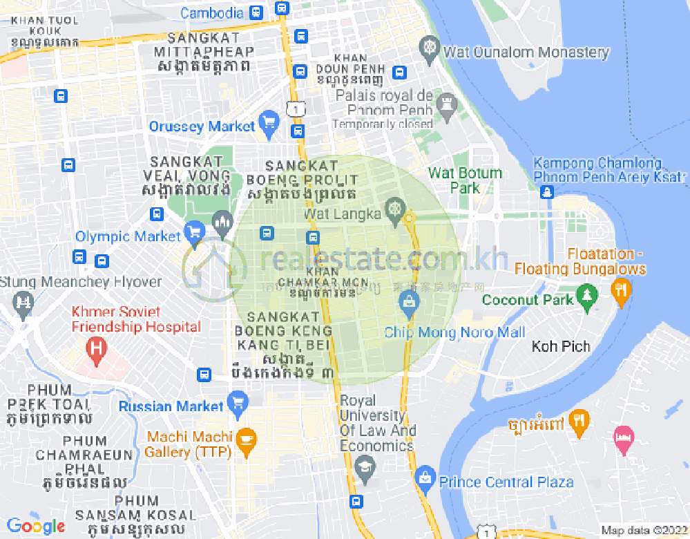 Mapa: BKK 1, Boeng Keng Kang, Phnom Penh