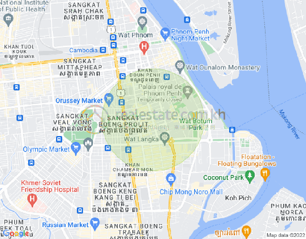 Map of Boeng Reang, Daun Penh, Phnom Penh