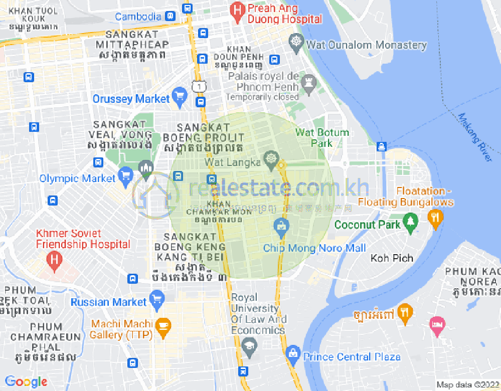 万景岗1分区（BKK1), 波哥堪, 金边地图