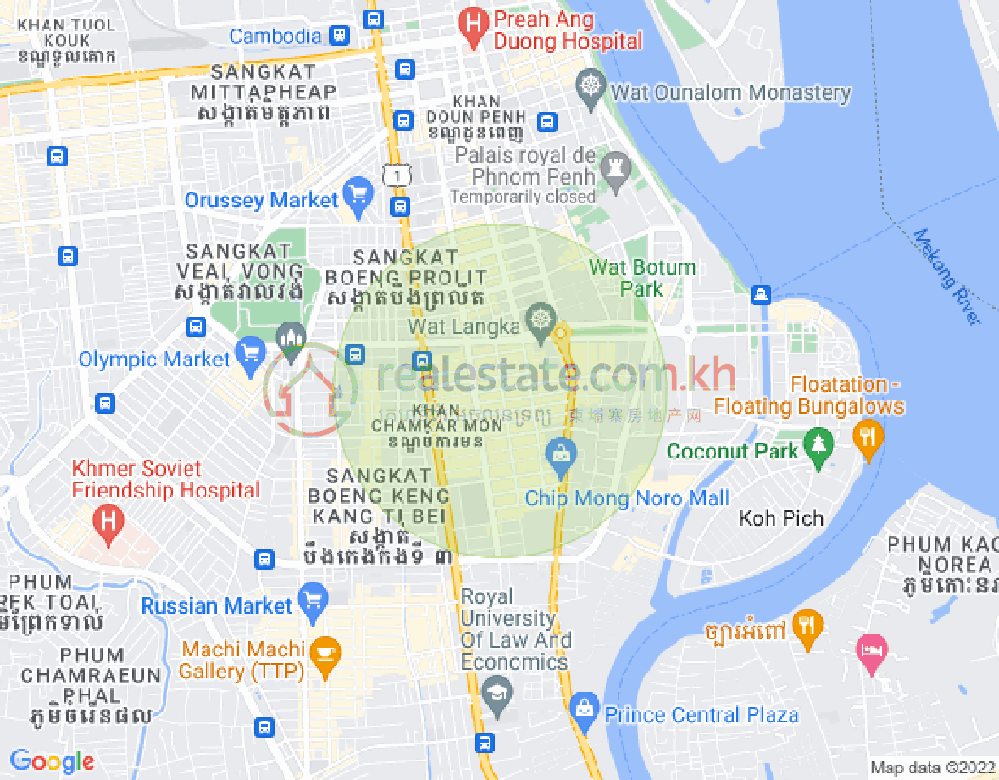 万景岗1分区（BKK1), 波哥堪, 金边地图