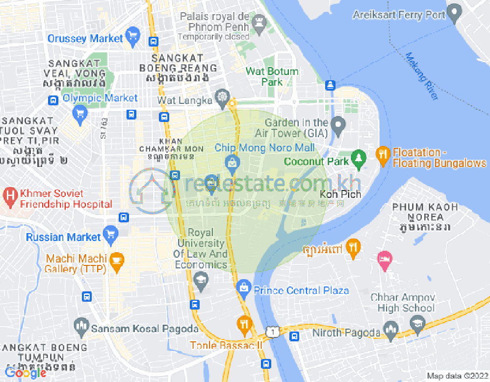 ផែនទី ទន្លេបាសាក់, ចំការមន, ភ្នំពេញ