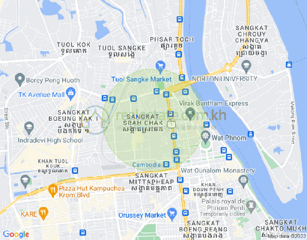 Map of Srah Chak, Daun Penh, Phnom Penh