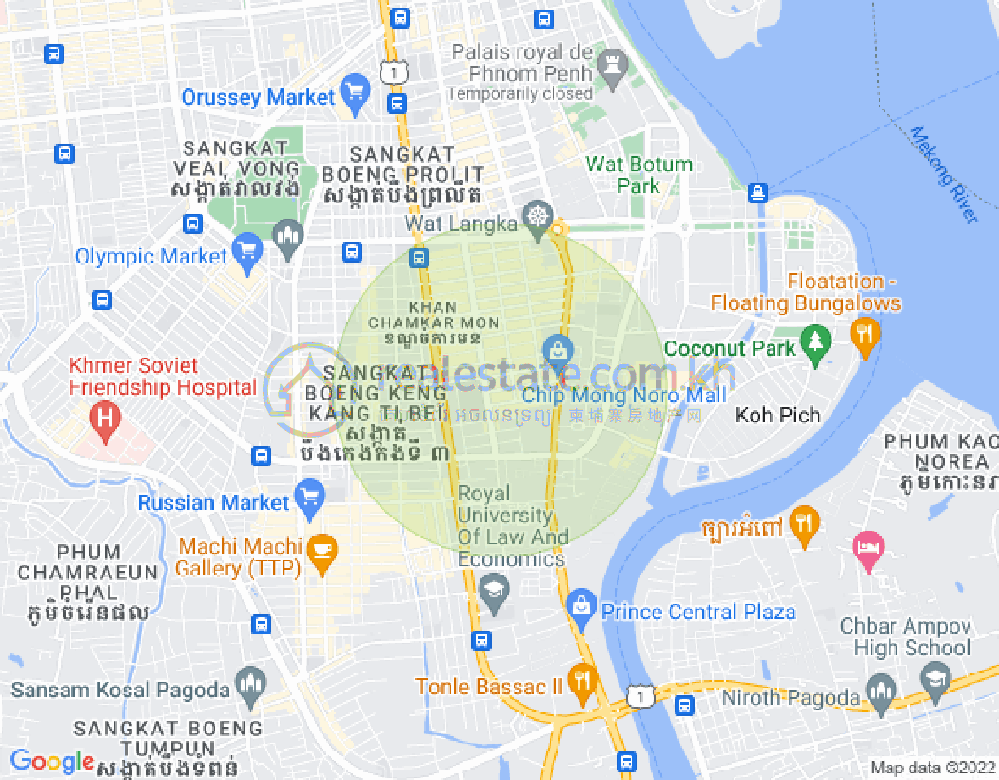 Map of BKK 1, Boeng Keng Kang, Phnom Penh