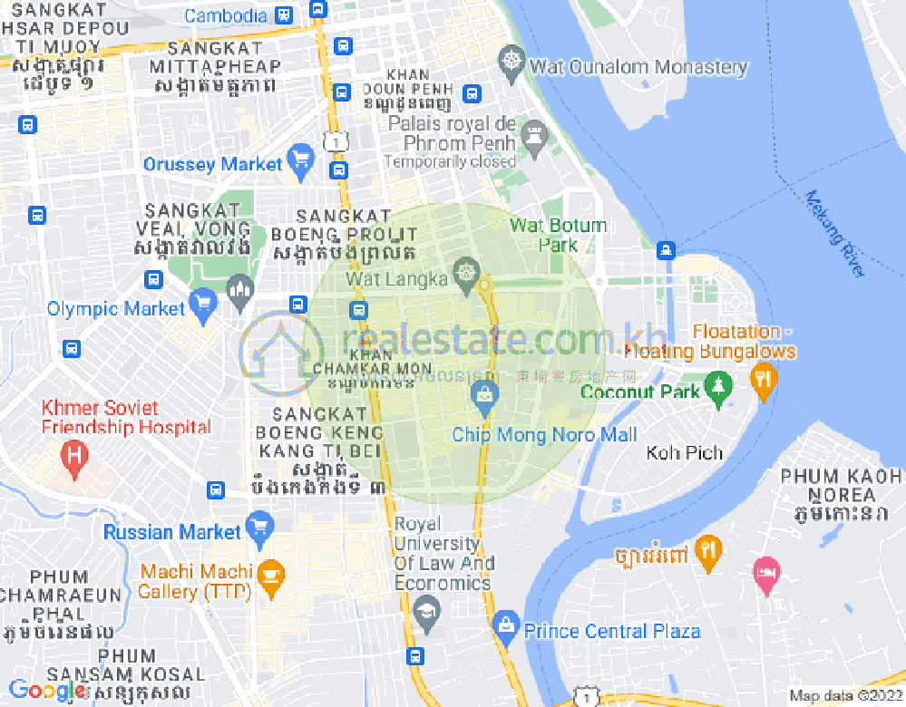 Mapa: BKK 1, Boeng Keng Kang, Phnom Penh