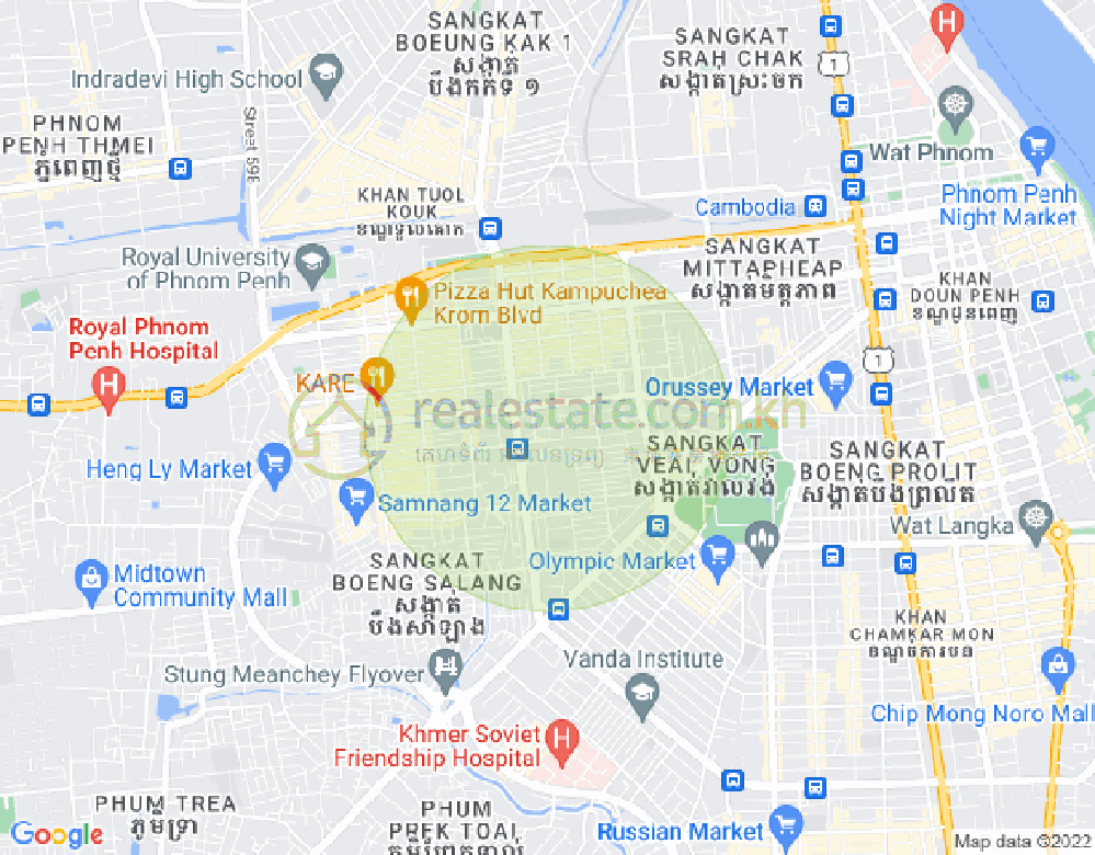 トゥークラック1, トゥールコーク, プノンペンの地図