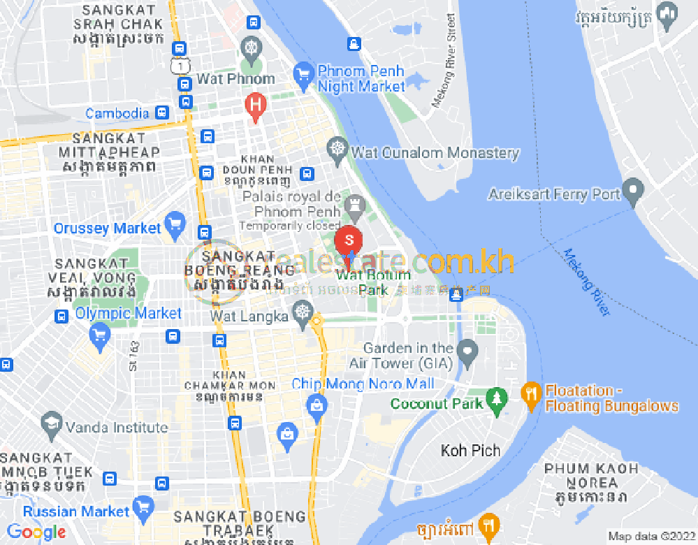 Carte de Chakto Mukh, Daun Penh, Phnom Penh