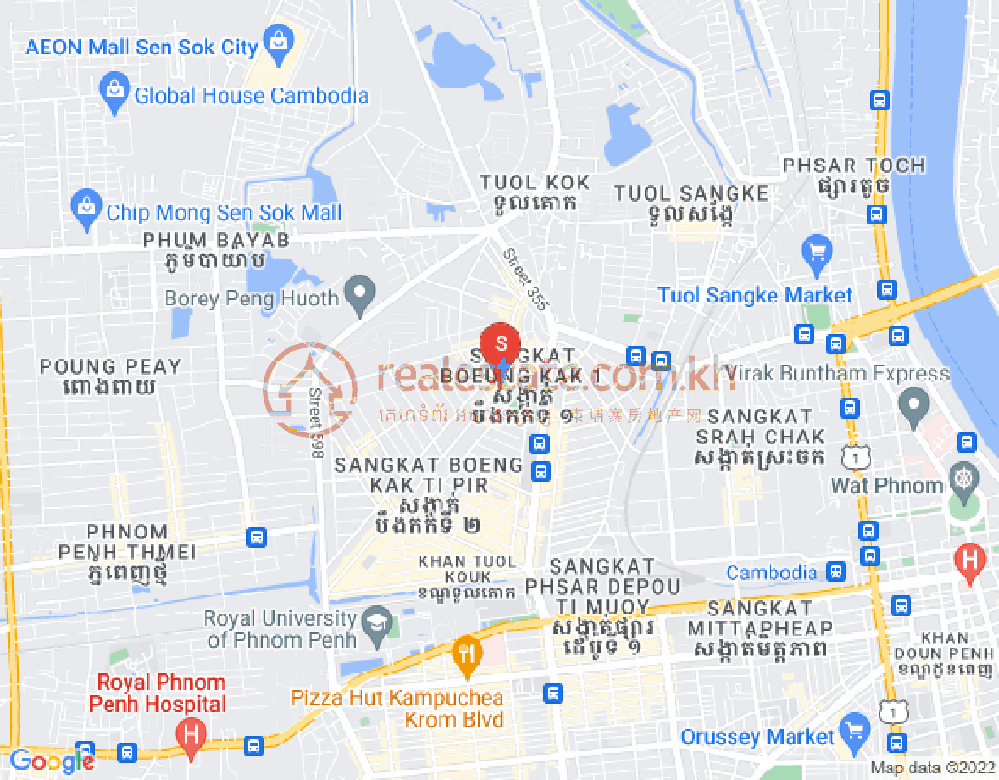 Mapa: Boeung Kak 1, Toul Kork, Phnom Penh