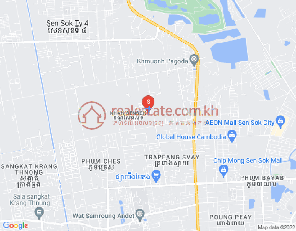 Mapa: Kouk Khleang, Sen Sok, Phnom Penh