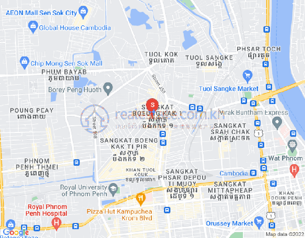Map of Boeung Kak 1, Toul Kork, Phnom Penh