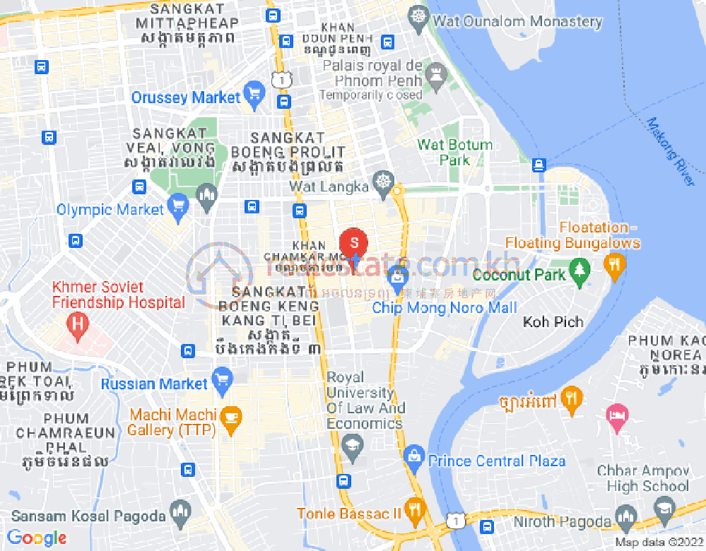 Map of BKK 1, Boeng Keng Kang, Phnom Penh