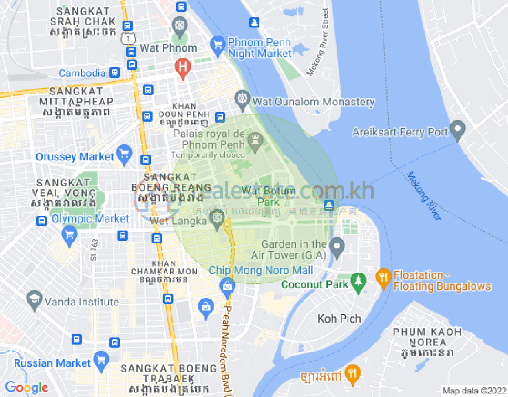 Carte de Chakto Mukh, Daun Penh, Phnom Penh