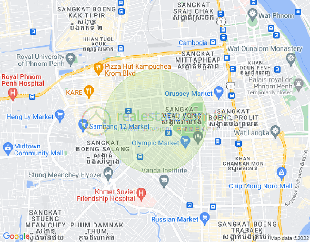 沙南哥分区, 堆谷区, 金边地图
