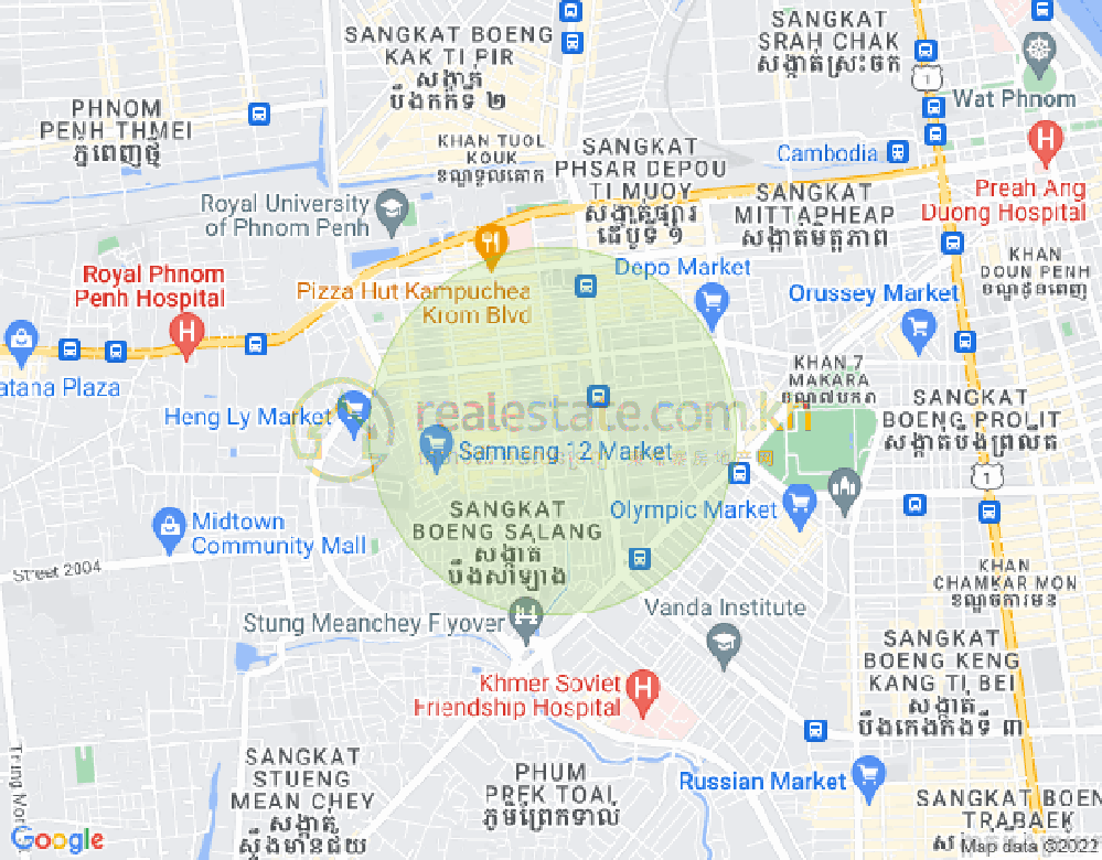 Tuek L'ak 2区, 堆谷区, 金边地图
