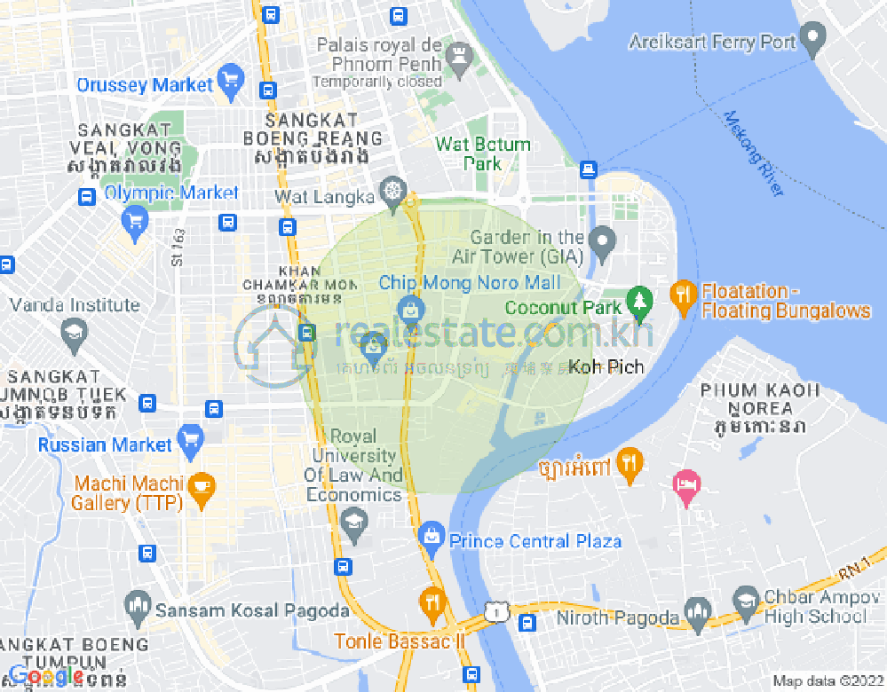 トンレバサック, チャムカモン, プノンペンの地図