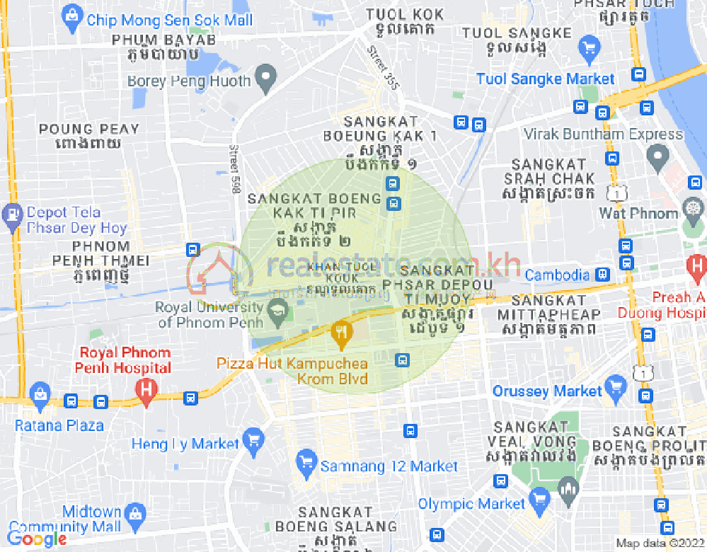 Carte de Tuek L'ak 1, Toul Kork, Phnom Penh