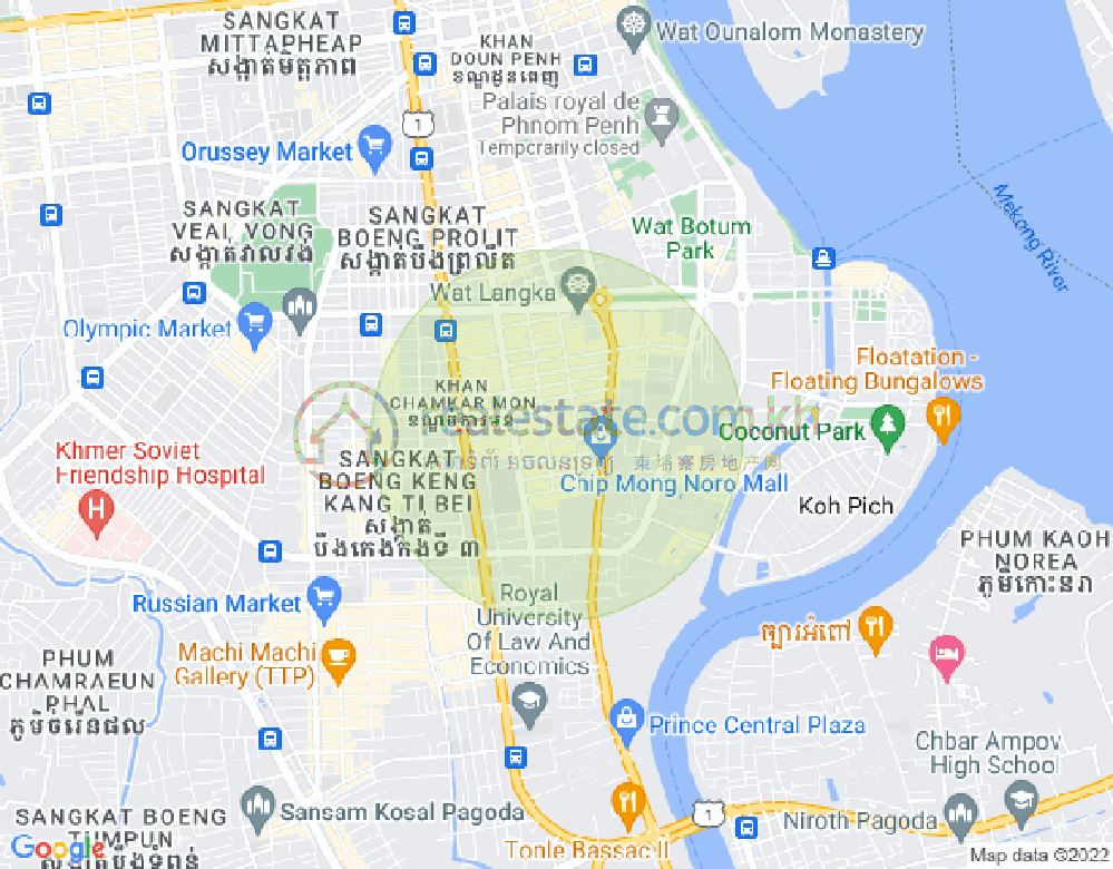 万景岗1分区（BKK1), 波哥堪, 金边地图