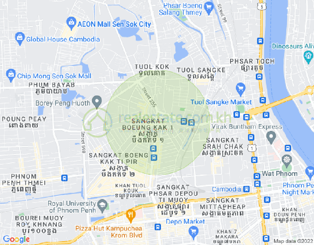 Mapa: Boeung Kak 1, Toul Kork, Phnom Penh