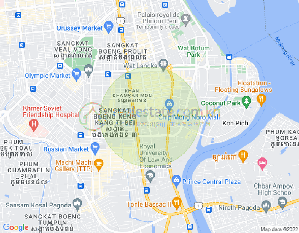Mapa: BKK 1, Boeng Keng Kang, Phnom Penh