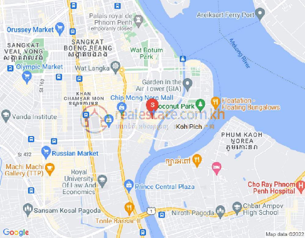 トンレバサック, チャムカモン, プノンペンの地図