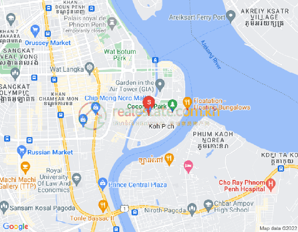 ផែនទី ទន្លេបាសាក់, ចំការមន, ភ្នំពេញ
