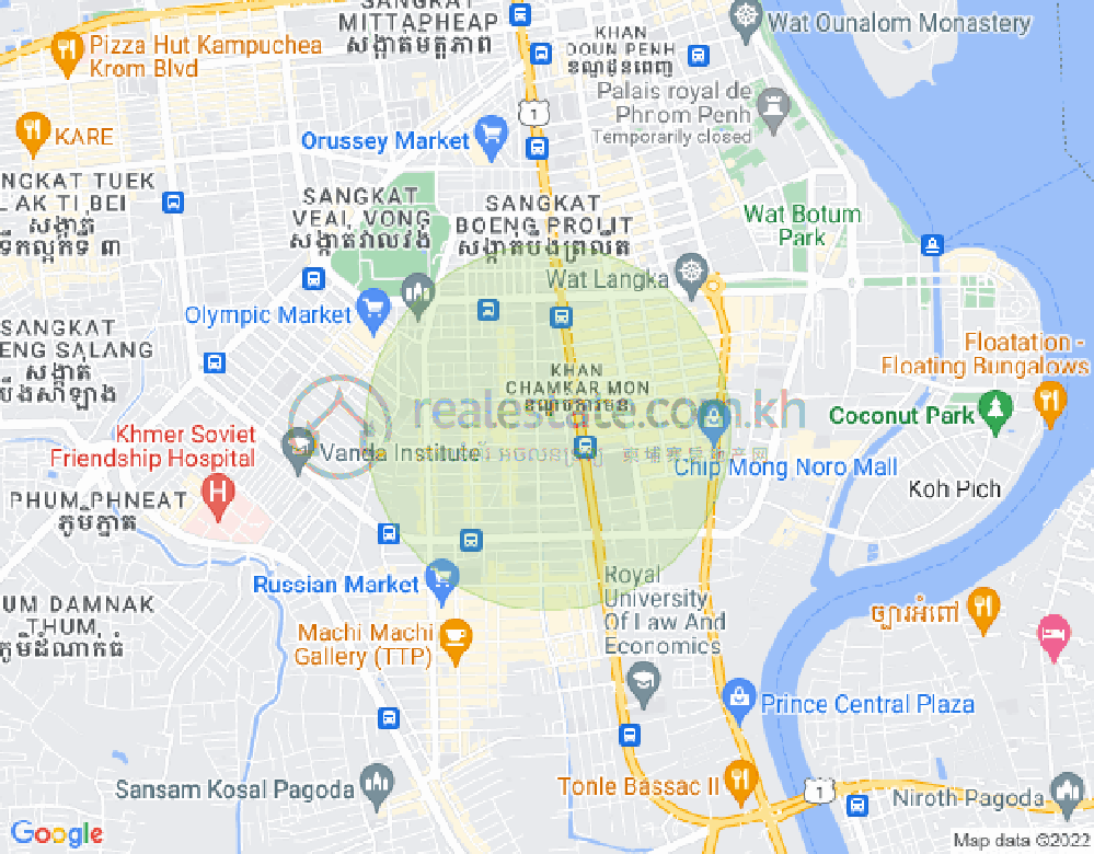 Mapa: Boeung Trabek, Chamkarmon, Phnom Penh