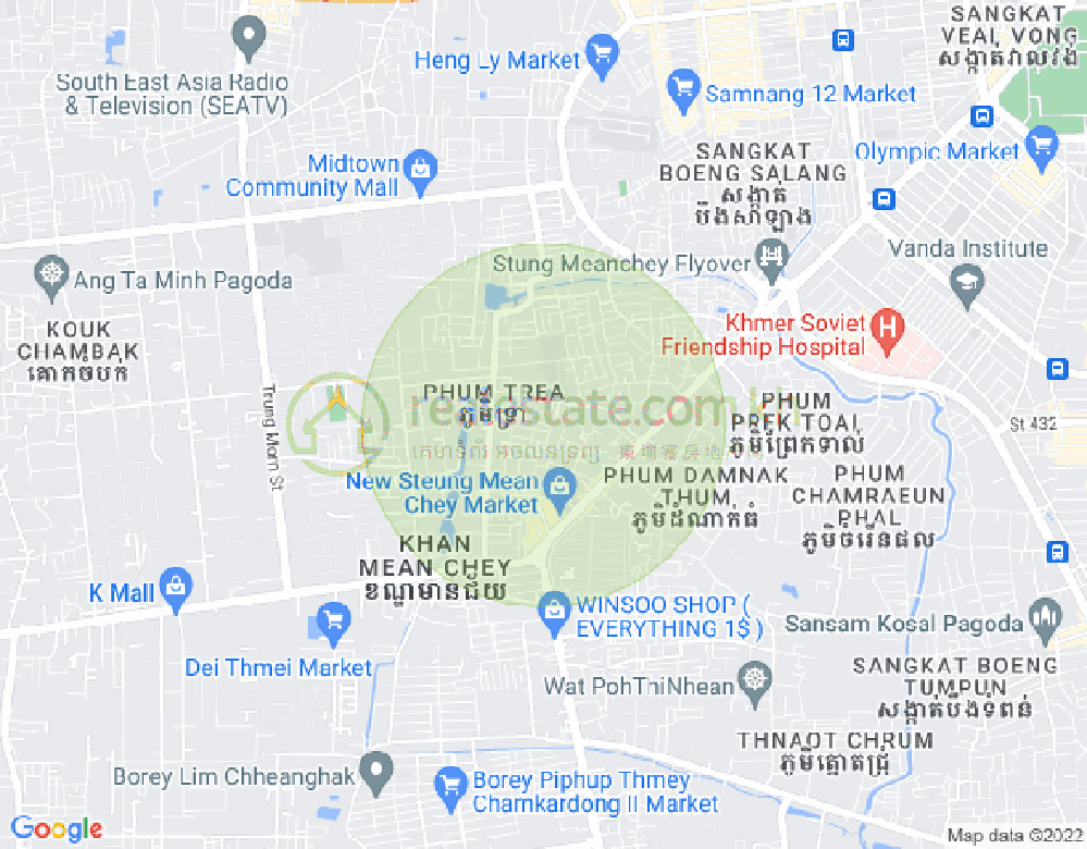 Stueng Mean chey 1镇, 棉芷区, 金边地图