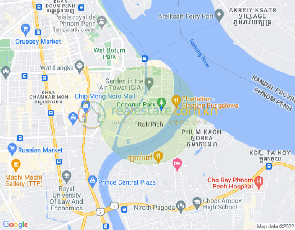 トンレバサック, チャムカモン, プノンペンの地図