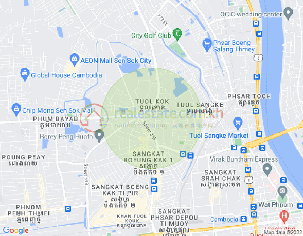 吐尔桑克, 雷西郊区, 金边地图