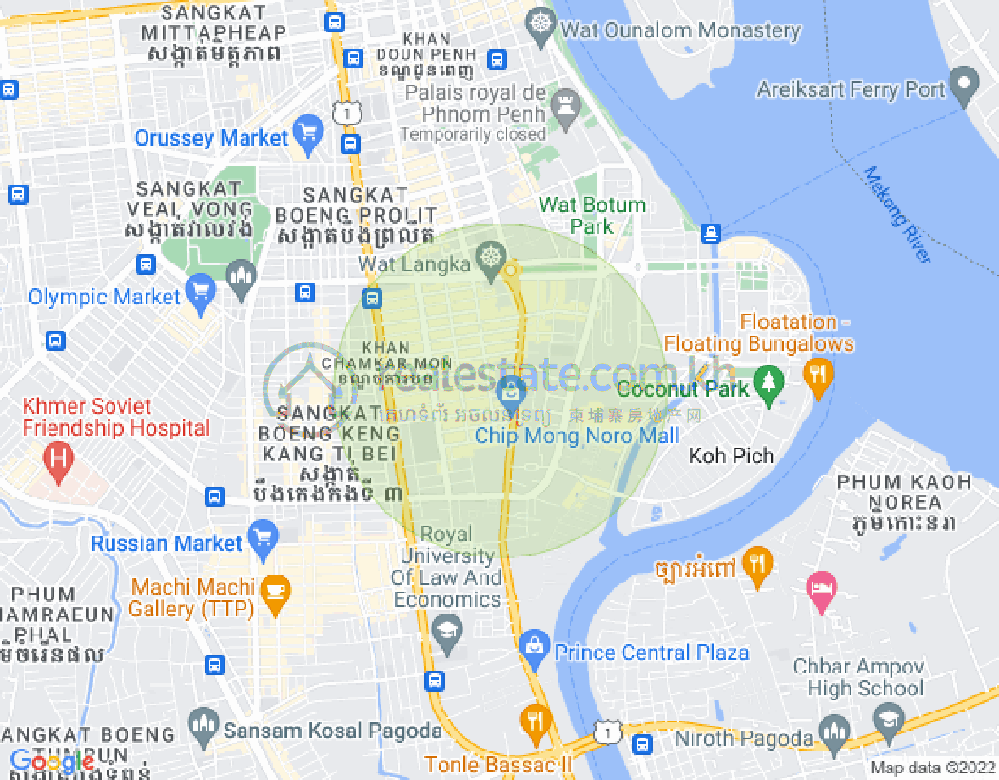 Map of Toul Tum Poung 1, Chamkarmon, Phnom Penh