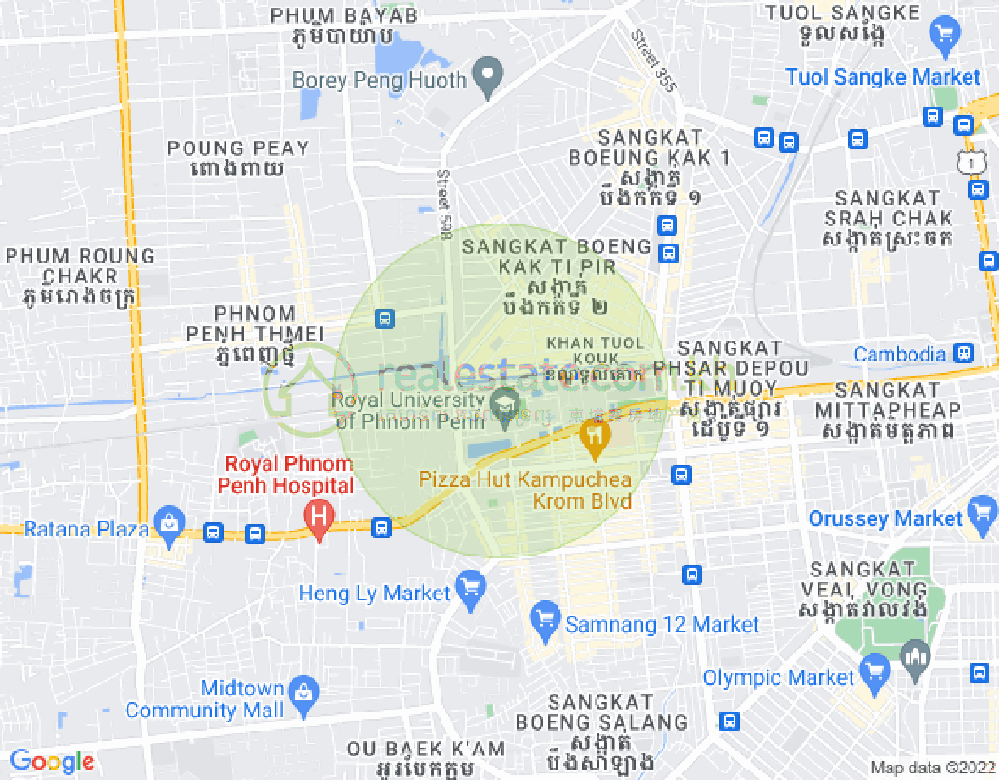 Map of Tuek L'ak 1, Toul Kork, Phnom Penh