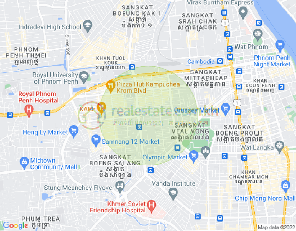 Map of Boeung Kak 1, Toul Kork, Phnom Penh