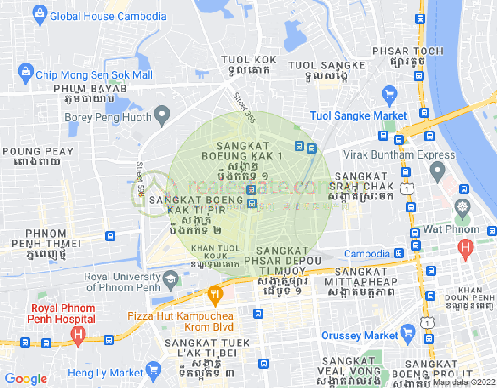 万谷湖1分区, 堆谷区, 金边地图