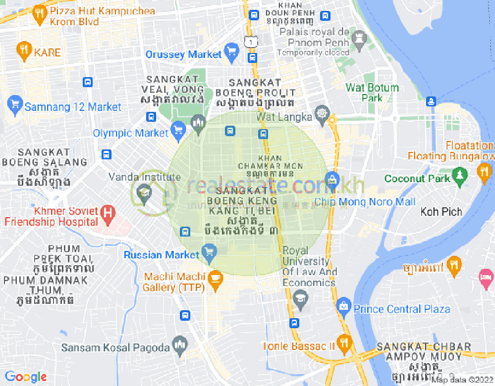 Map of Toul Tum Poung 1, Chamkarmon, Phnom Penh