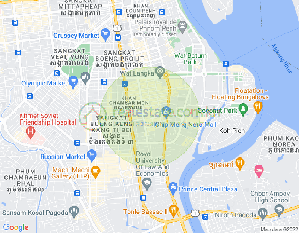 Map of Toul Tum Poung 1, Chamkarmon, Phnom Penh
